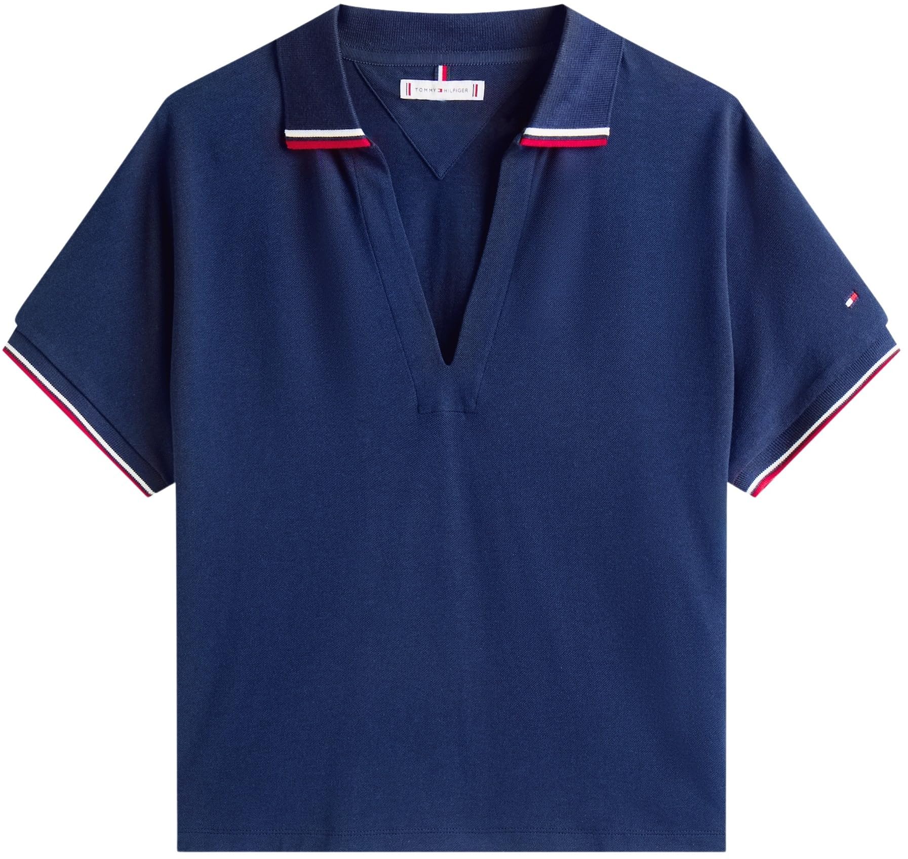 Tommy Hilfiger Lyocell Tipping Open SS Polo Ww0ww46512 Polo S/S damska, Niebieski (Dark Night Navy), L