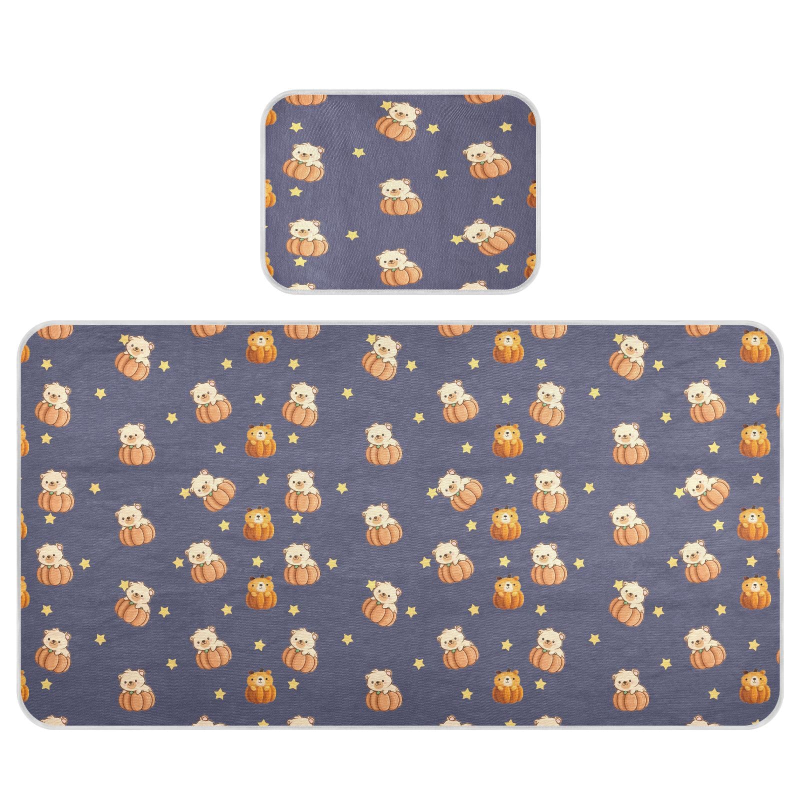 Bolaz Summer Sleeping Bed Pad, Cute Bear Star Cooling Mattress Set Breathable Bed Mat Ice Silk Mat + Pillow Cover for Toddler Boys Girls