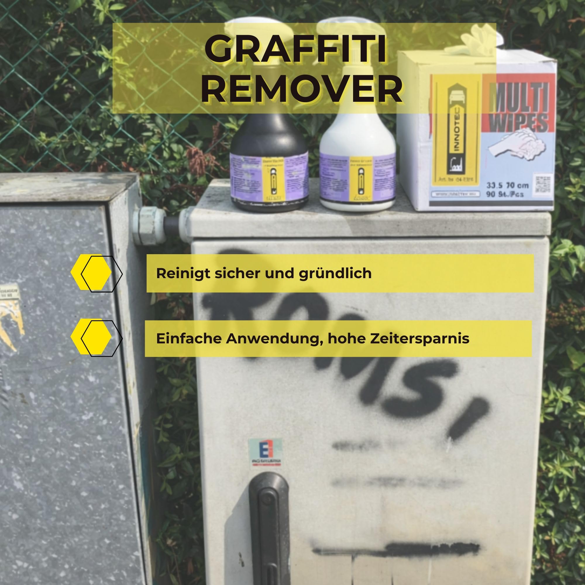2 Stück INNOTEC Graffiti Remover 500 ml – kraftvoller Graffiti-Entferner für Farbe & Spraylack – löst schnell Farbschichten auf Beton, Metall, Holz und Putz – ideal für Fassaden, Mauern & Außenflächen