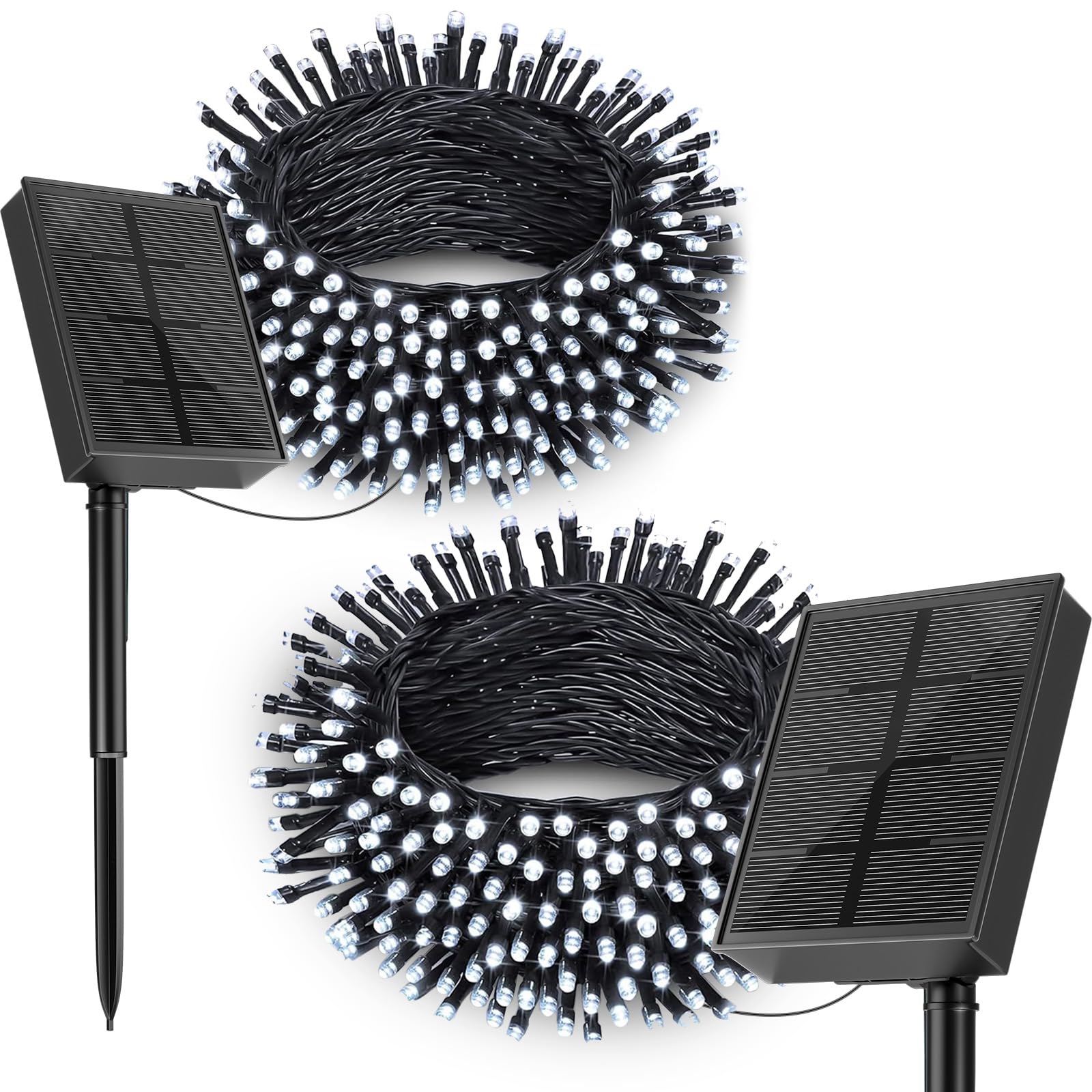 SOLARBABY 2 Pezzi Catena di Luci Solari per Esterni, Catena Luminosa Esterno Solare, 20M 200LED Luci Solari da Giardino 8 Modalità Luce Esterno Decorazioni per Giardino,Natale,Matrimonio-Bianco