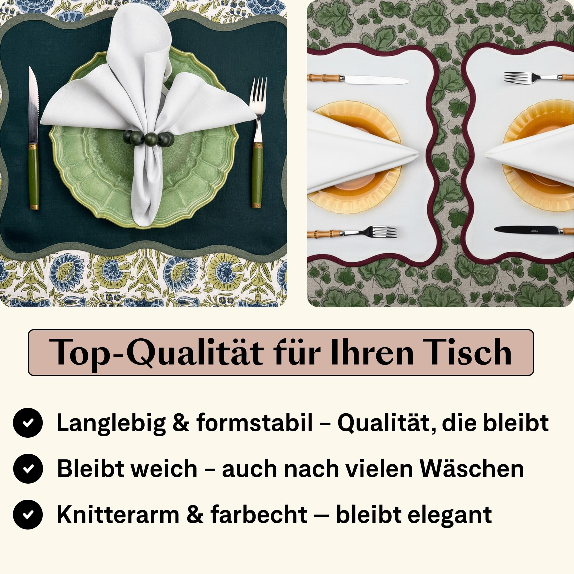Lot de 12 serviettes en tissu - 45 x 45 cm - Blanc - Avec bord ondulé - En 100 % coton bio - Lavables pour mariage, baptême, anniversaire et Noël - Serviettes de table durables et élégantes