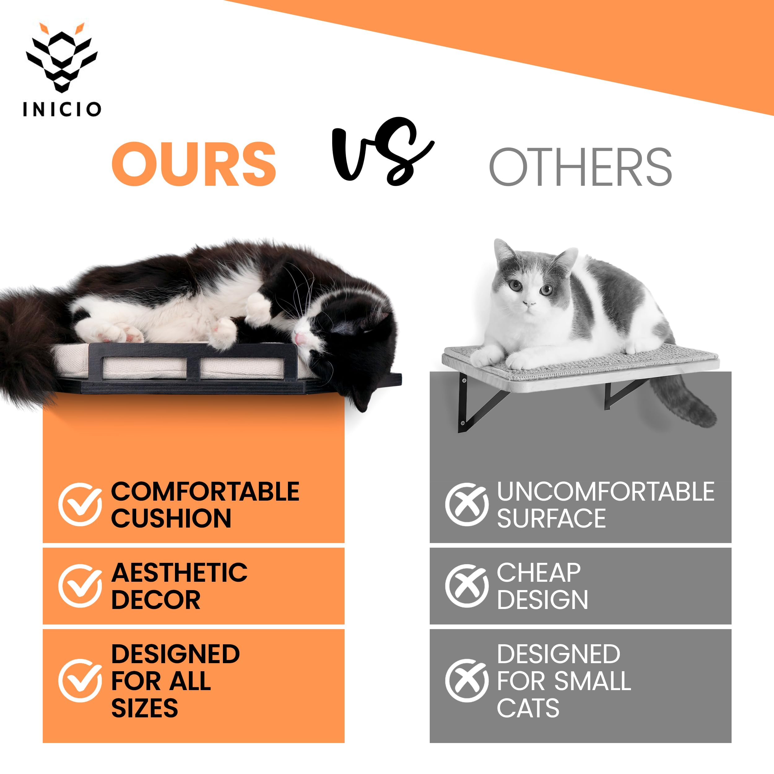 Cat Wall Shelves and Cat Corner Shelf, Cat Wall Furniture with Cat Shelves for Wall, Cat Shelf with Cushion (Black)