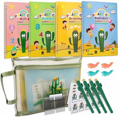 Grooved Handwriting Book Practice Cursive: Reusable Magic Copybooks for Kids