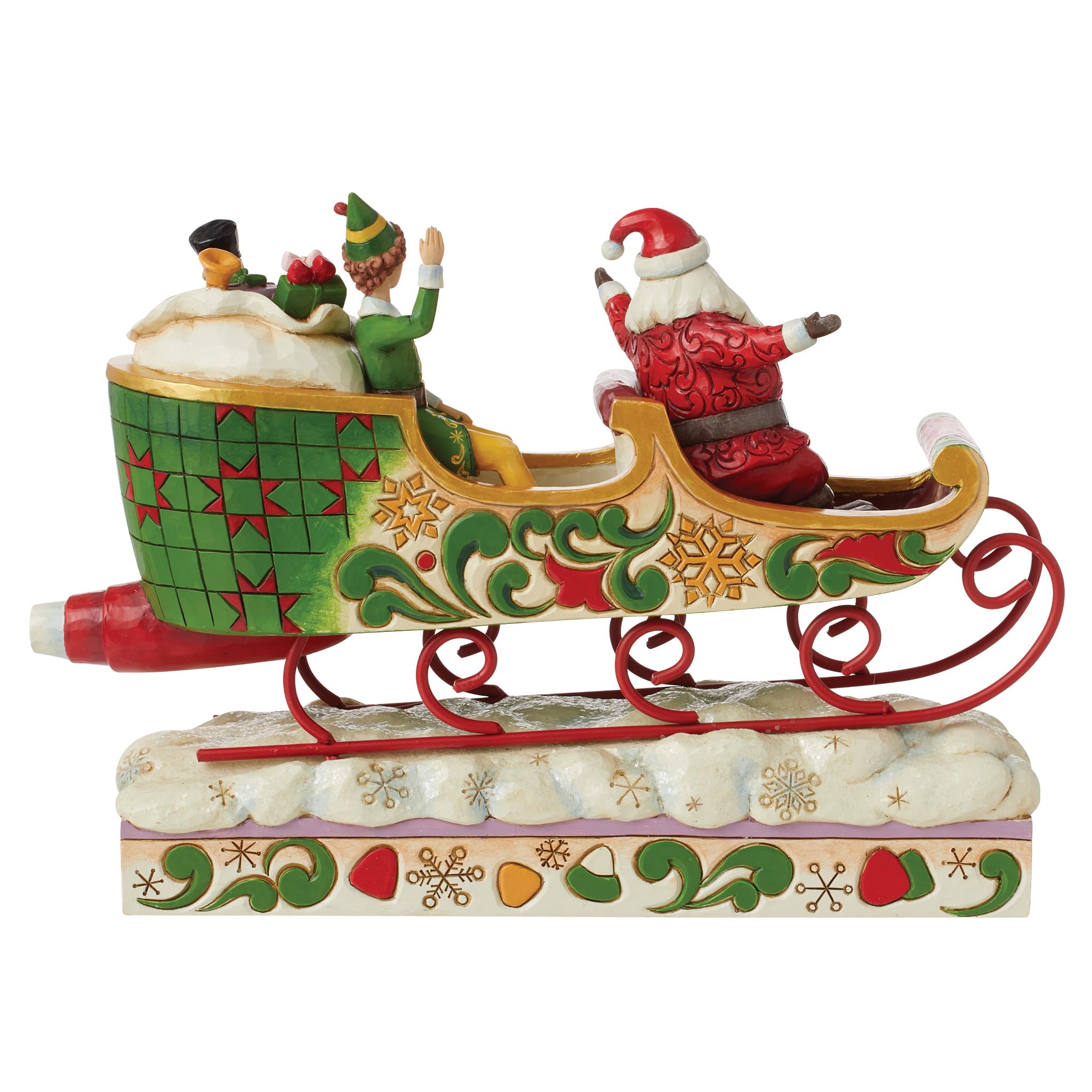 Elf by Jim Shore Spreading Christmas Cheer (Buddy and Santa In Sleigh) Figurine