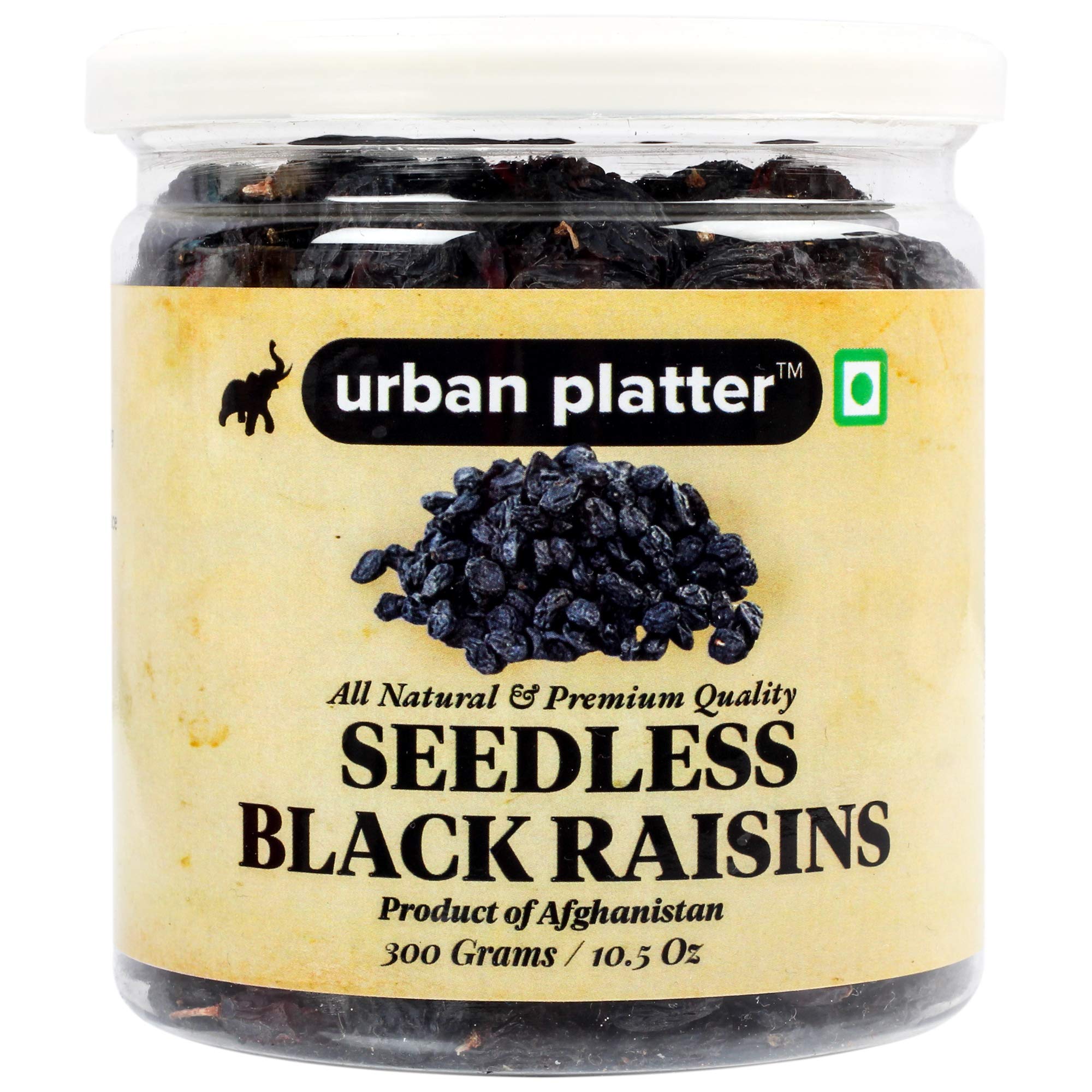 Urban Platter Seedless Black Afghan Raisins, 300g / 10.5oz [All Natural, Premium Quality, Kishmish]