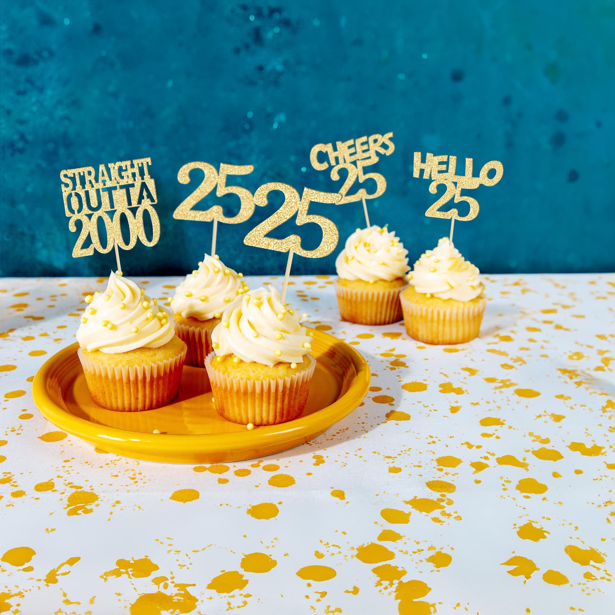 Morndew 24 Stück Glitzernde Cupcake-Topper Schwarz – Für Geburtstag, Hochzeit, Motto-Party