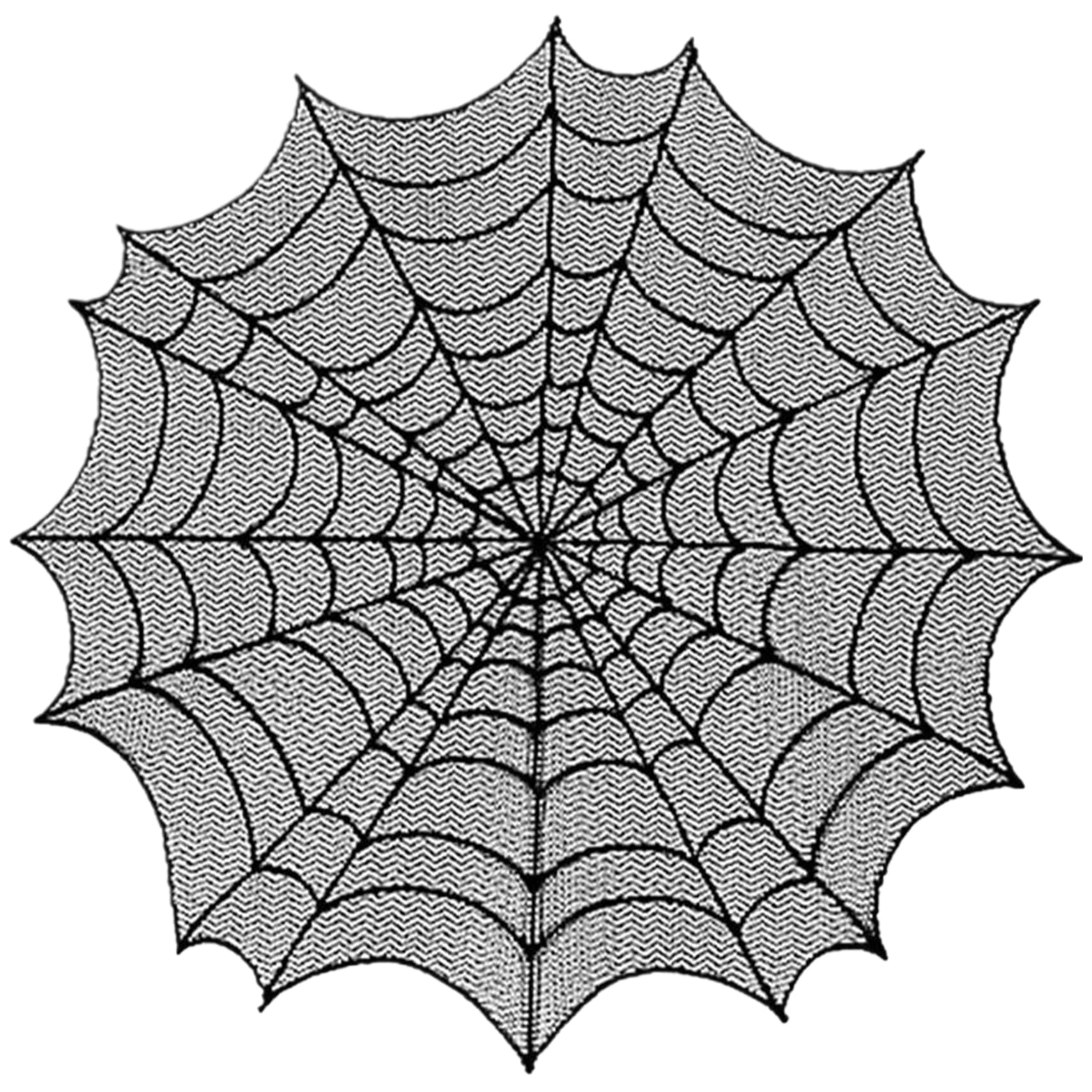 Tsawntd Halloween Spiderweb Tablecloth, 50 Inch, Black Lace, Washable Spider Web Table Runner Spiderweb Tablecloth Black Lace