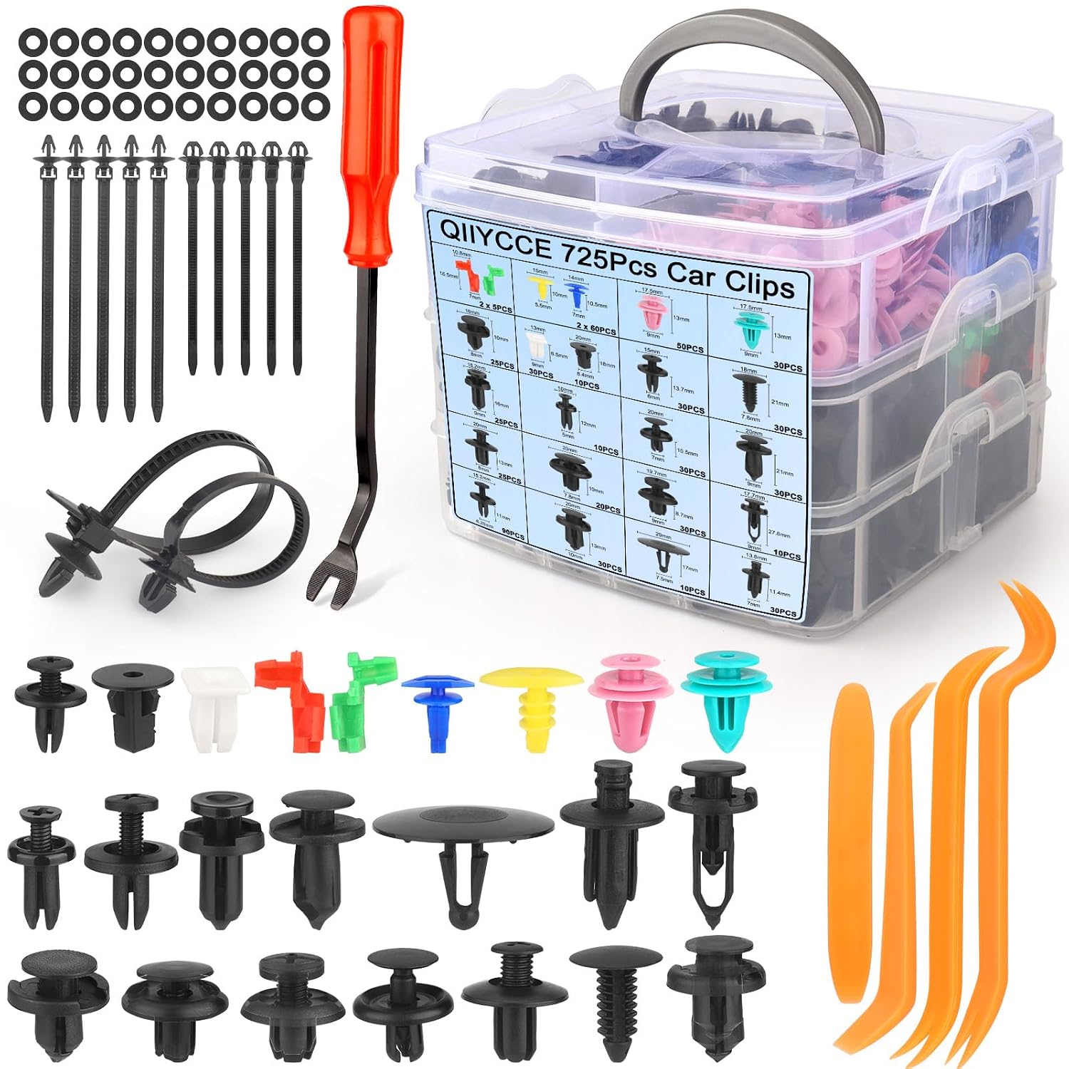QIIYCCE 725PCS Car Push Retainer Clips & Auto Fasteners Assortment