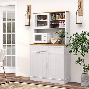 Amazon.com - Giantex 68” Tall Kitchen Pantry, Buffet Hutch w/Tilt