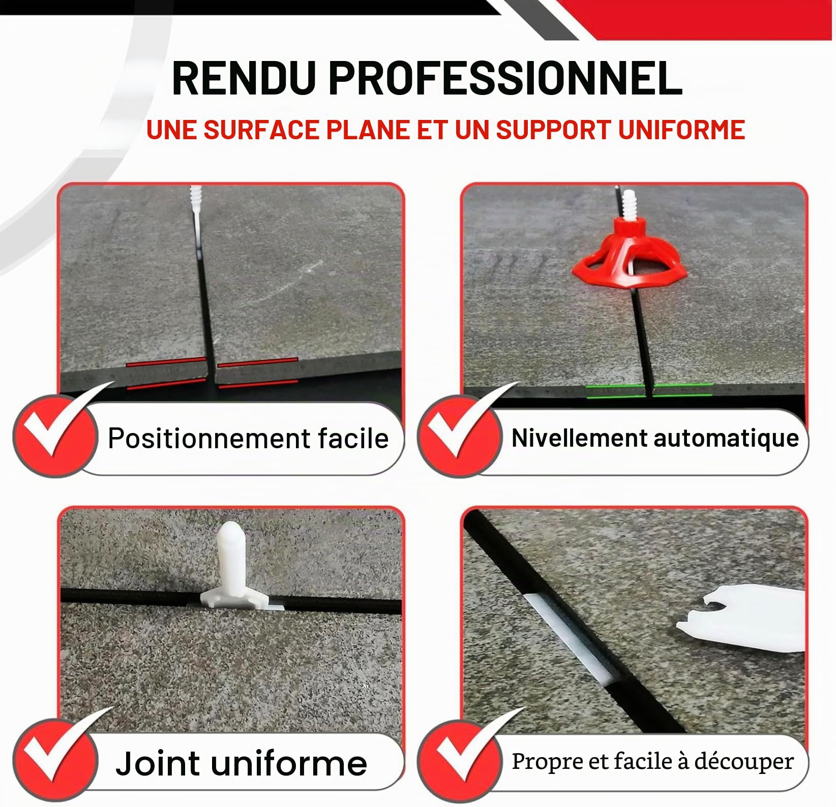 Croisillons carrelage autonivelant 1mm I SHAFFER PRO I Comptatible 20mm