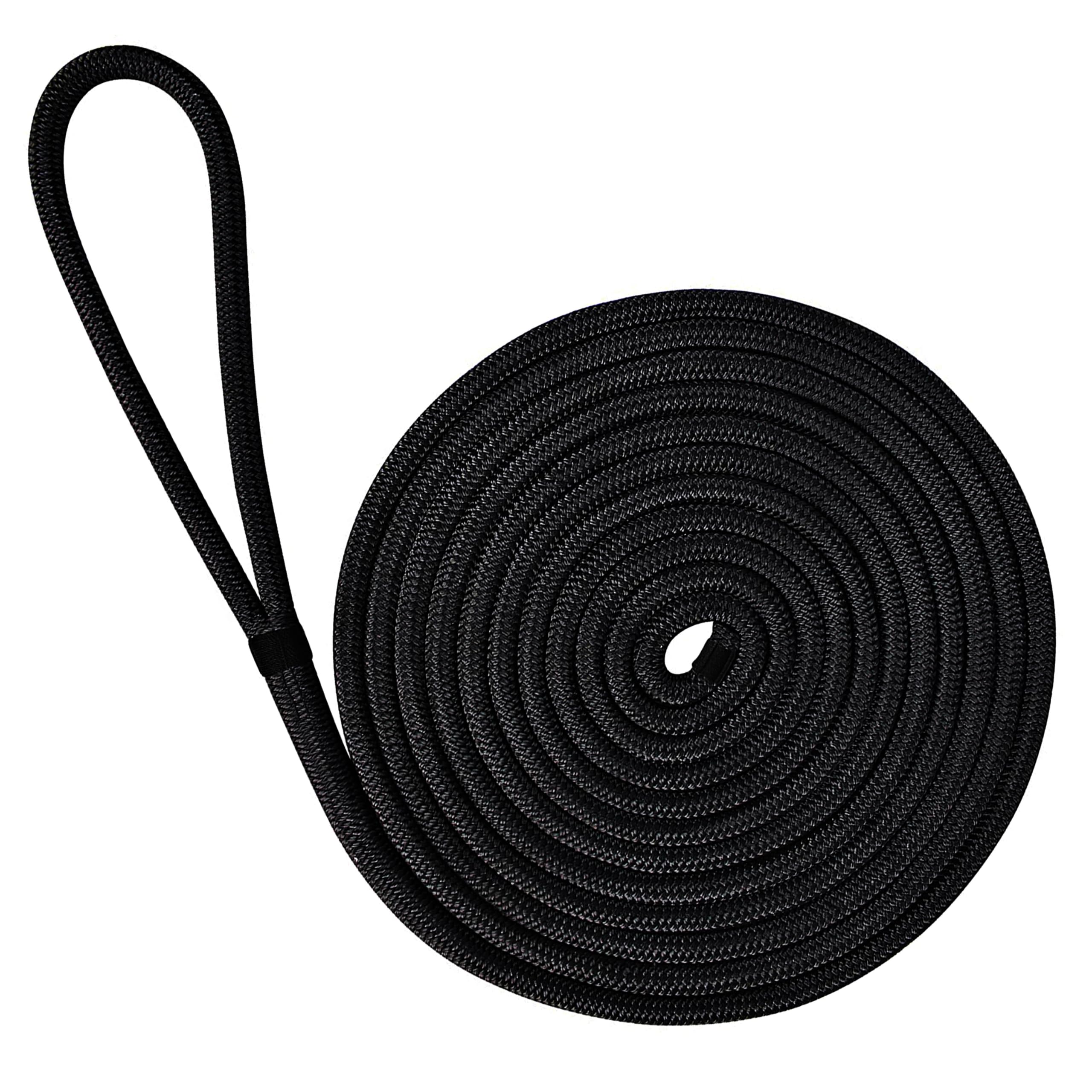Boat Dock Lines Double Braided Nylon Boat Rope for Docking Marine Mooring Ropes Dock Lines with 12" Eyelet (D: 5/8 inch, L: 25ft, 1pcs)