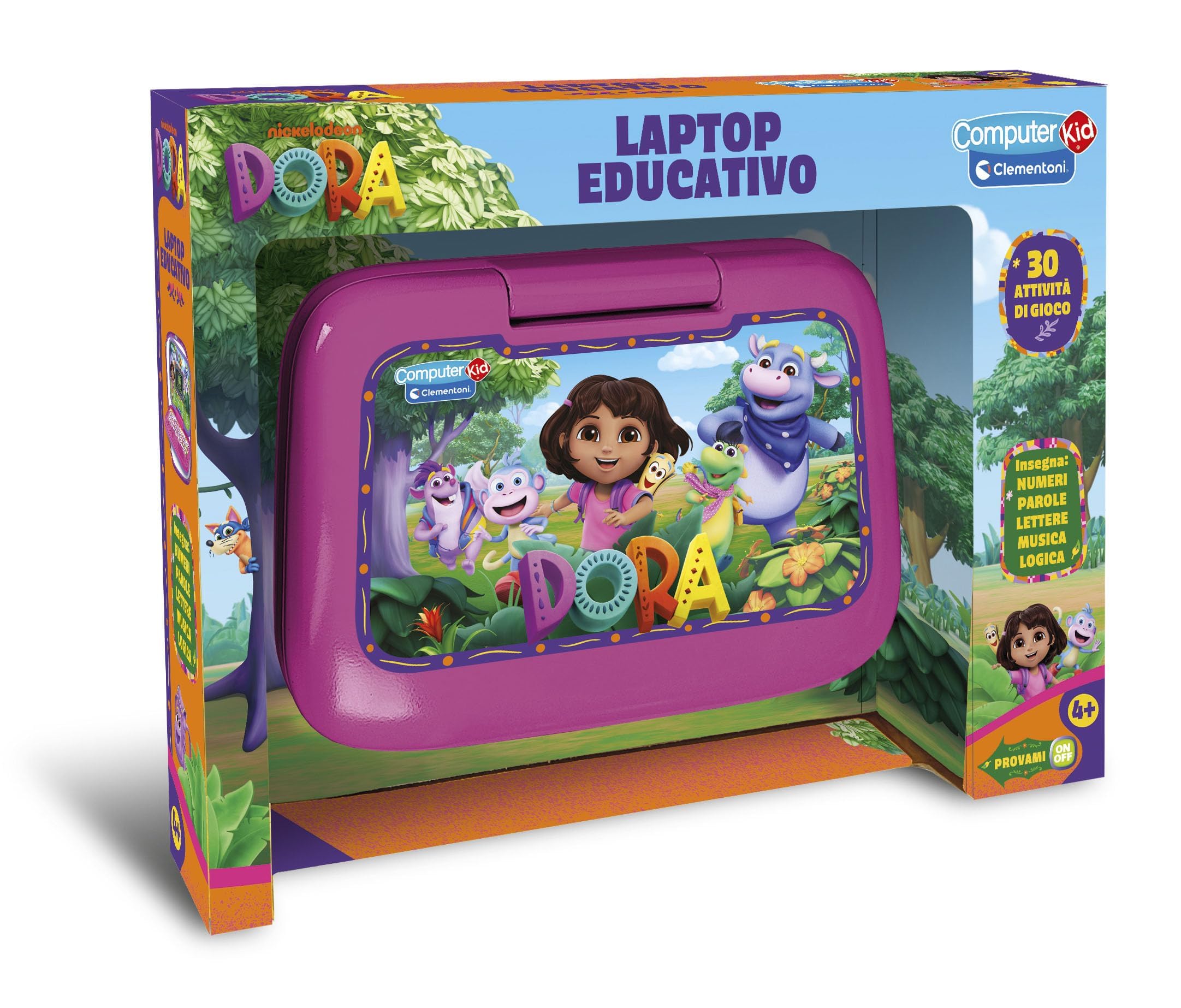 Computer Kid Clementoni Smart Start Laptop Rosa – 30 Attività Educative Per 4+ Anni, Lettere, Numeri, Logica, Musica, Con Mouse E Batterie Incluse