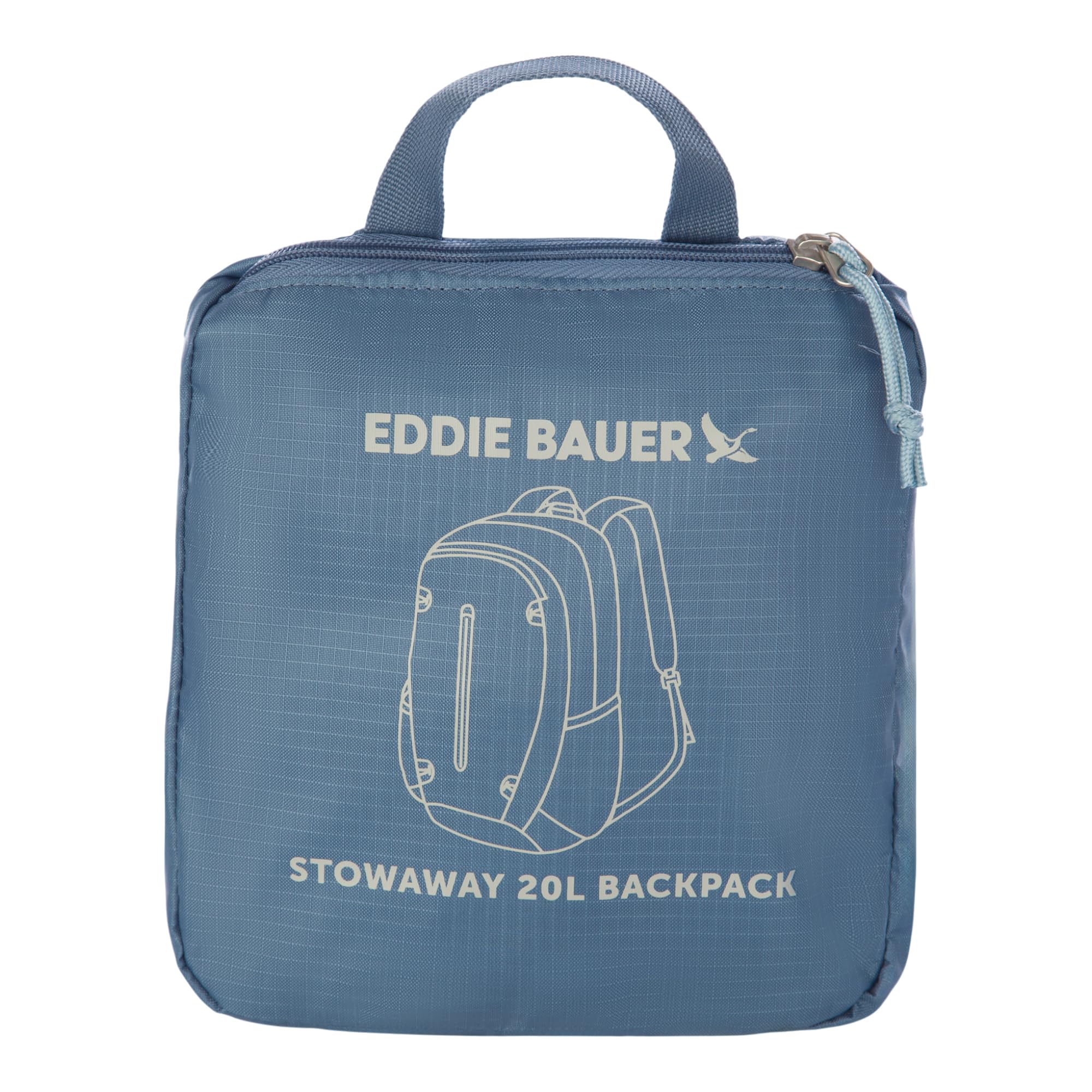 Eddie Bauer Zaino ripiegabile Stowaway | Viaggio | Outdoor | Leggero | Pieghevole | Durevole | Poliestere Ripstop, Piastrella Blu, 20L, Stowaway - Zaino ripiegabile, realizzato in poliestere Ripstop