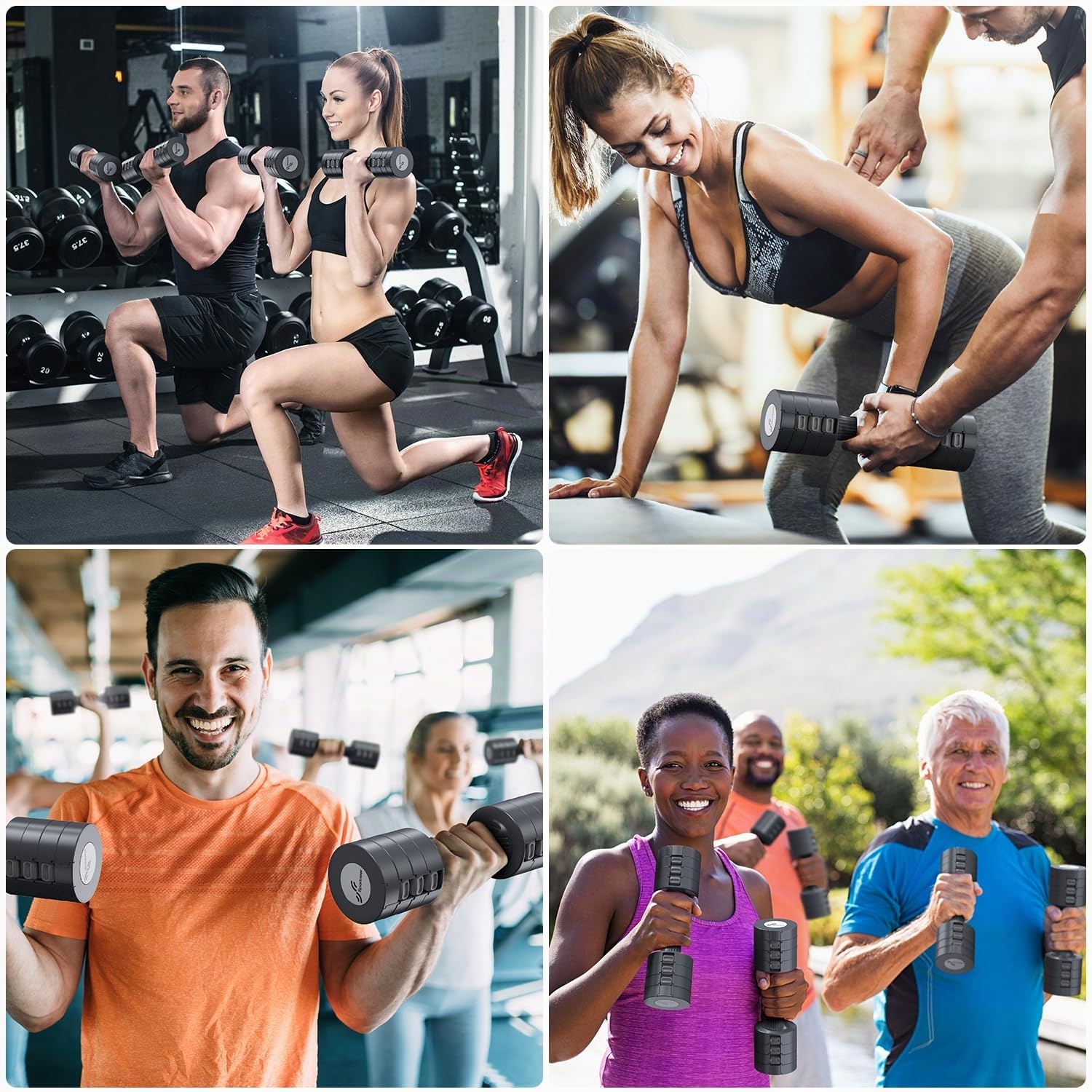 Sportneer Set di manubri regolabili: set di manubri da donna da 1 a 2,5 kg, 4 in 1, set di 2 manubri regolabili per palestra a casa, fitness, allenamento della forza, regalo