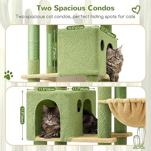 Globlazer Giant Cat Tree, 83 inch Cat Tree for Indoor Cats Large Adult, XXL Cat Tower with 9 Scratching Posts for 20lb+ Heavy Duty Large Adult Cats, F83, Dark Grey(Cactus,83inch)