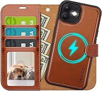 Vista 21 de OCASE Funda tipo cartera desmontable para iPhone 12 y iPhone 12 Pro con tarjetero [2 en 1] Funda de piel sintética con soporte de bloqueo RFID