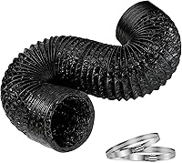 Semboh 4 Inch 8FT Flexible Nylon Dryer Vent Hose with 2 Clamps - Heavy-Duty Anti-Tear Duct for Dryers & Exhaust Fans, Black