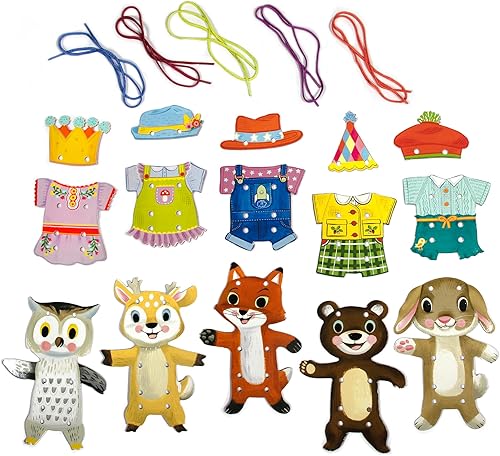 Miniatura 3 de eeBoo: Dress Up Lacing Cards: Ocupaciones - Juego de 5 trajes de personajes y cordones, crea combinaciones, artes y manualidades preescolares, niños