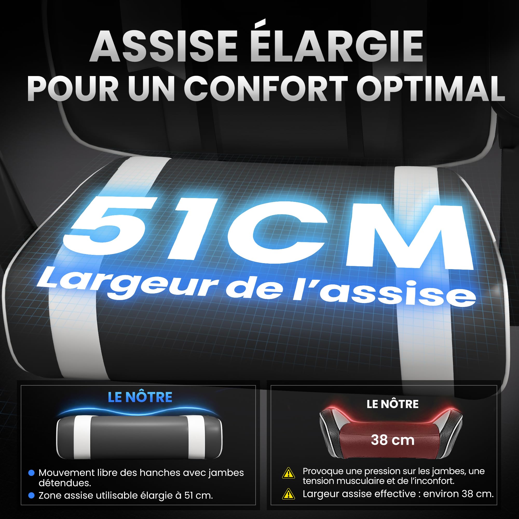 Chaise Siege Gaming Ergonomique-Chaises de Gamer avec Appui-Tête et Support