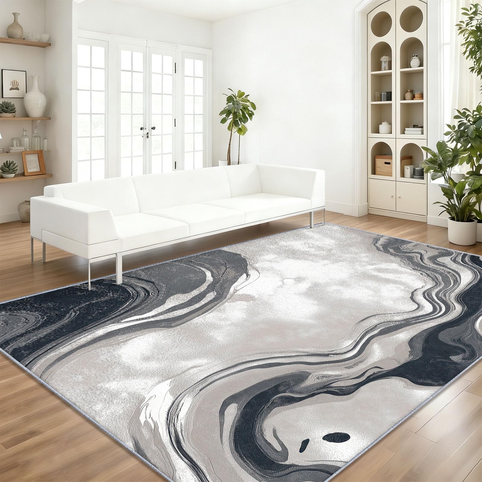 Alfombra 140 x 200 cm Motivos Textura De Mármol Líneas Fluidos Abstractos