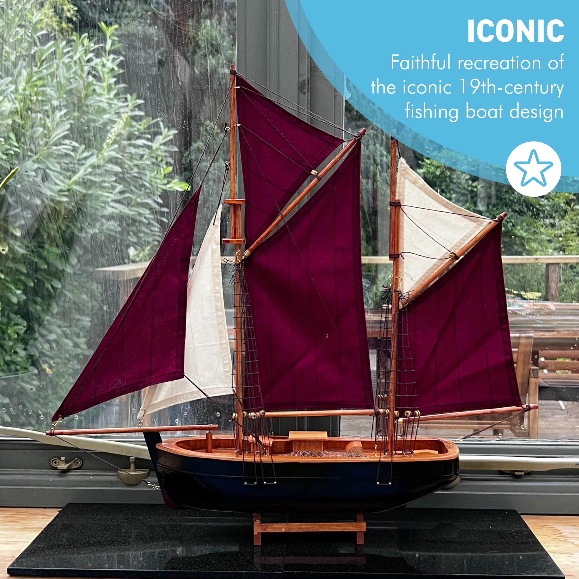 Thorness Brixham Trawler Model Yacht, réplica detallada del barco de pesca clásico, perfecto para decoración náutica y coleccionistas