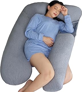 Pregnancy Pillows, U-Shape Full Body Pillow – Cooling Cover Grey – Pregnancy Pillows for Sleeping – Body Pillows for Adults, Maternity Pillow and Pregnancy Must Haves