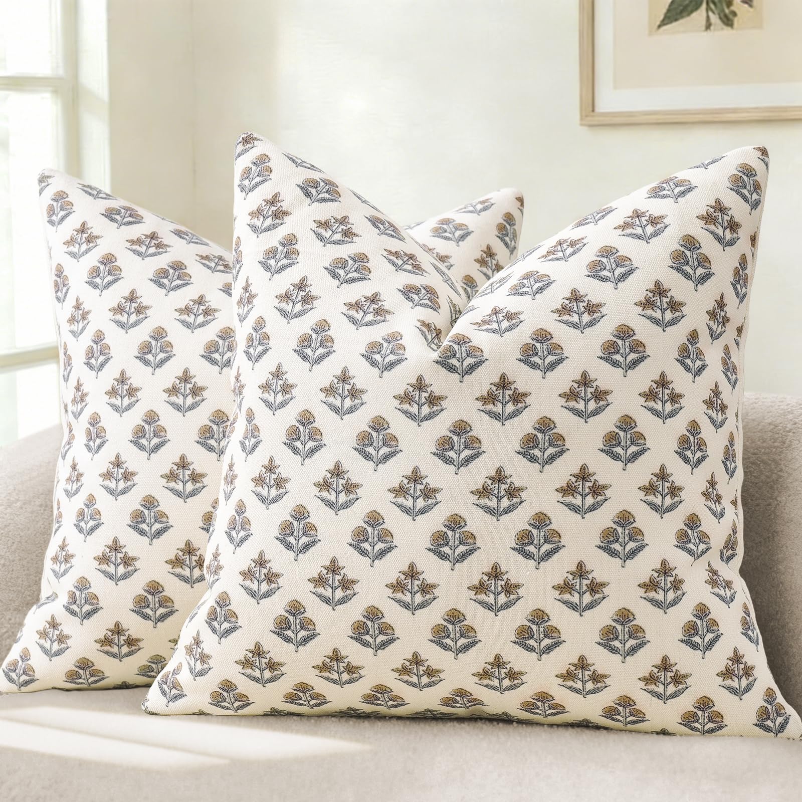YCOLL Modernes Botanisches Vintage-Design Kissenbezug 2er Set Blumen Kissenbezüge, Sofakissen, Dekokissen für Sofa, Couch, Stuhl, Bett, Wohnzimmer Heimdekoration