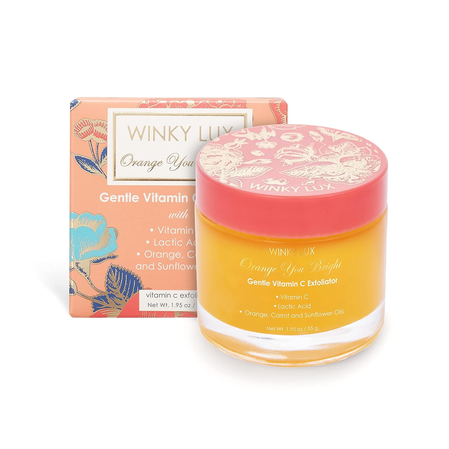 Winky Lux Orange You Bright Exfoliator – Infused with Vitamin C & Lactic Acid, Brightens, Boosts Cell Turnover & Smooths Texture, Leaves Skin Glowing, Radiant & Fresh with Citrus Scent