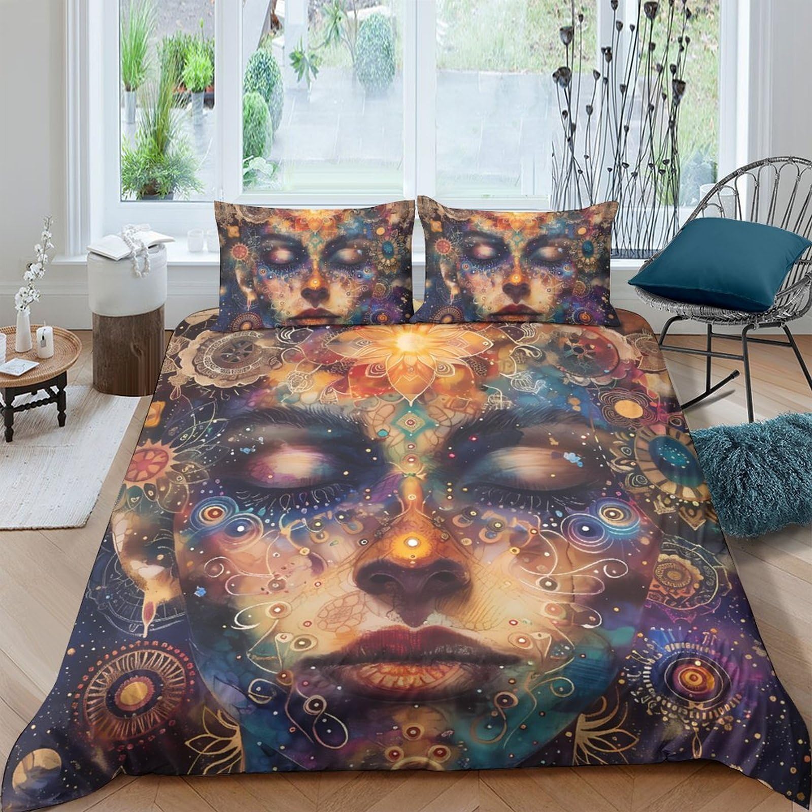 Ctjqhvkz Style-6 3D Printed Surreal Dream Face Fitted Sheet Microfiber Artistic Bed Cover For Bedroom Decor Dustproof Washable Single（135X200cm）