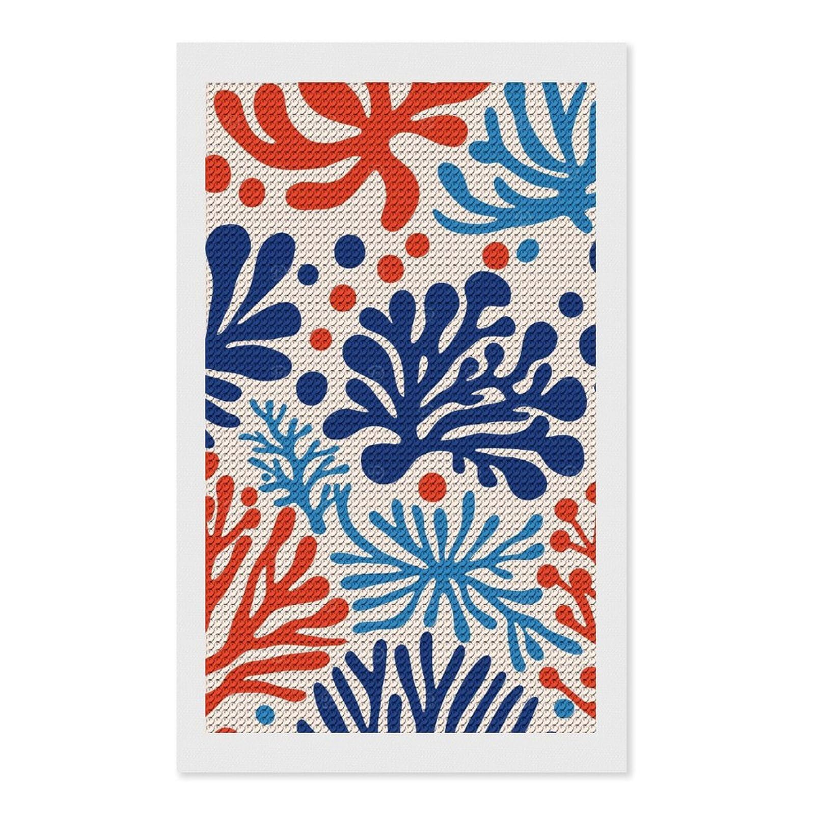 Junmoney Blue Red Coral Reef Diamond Art Kit 12"x20", for Beginners, Vintage Style Decor, Good for Quiet Evenings, Festive Craft Gift