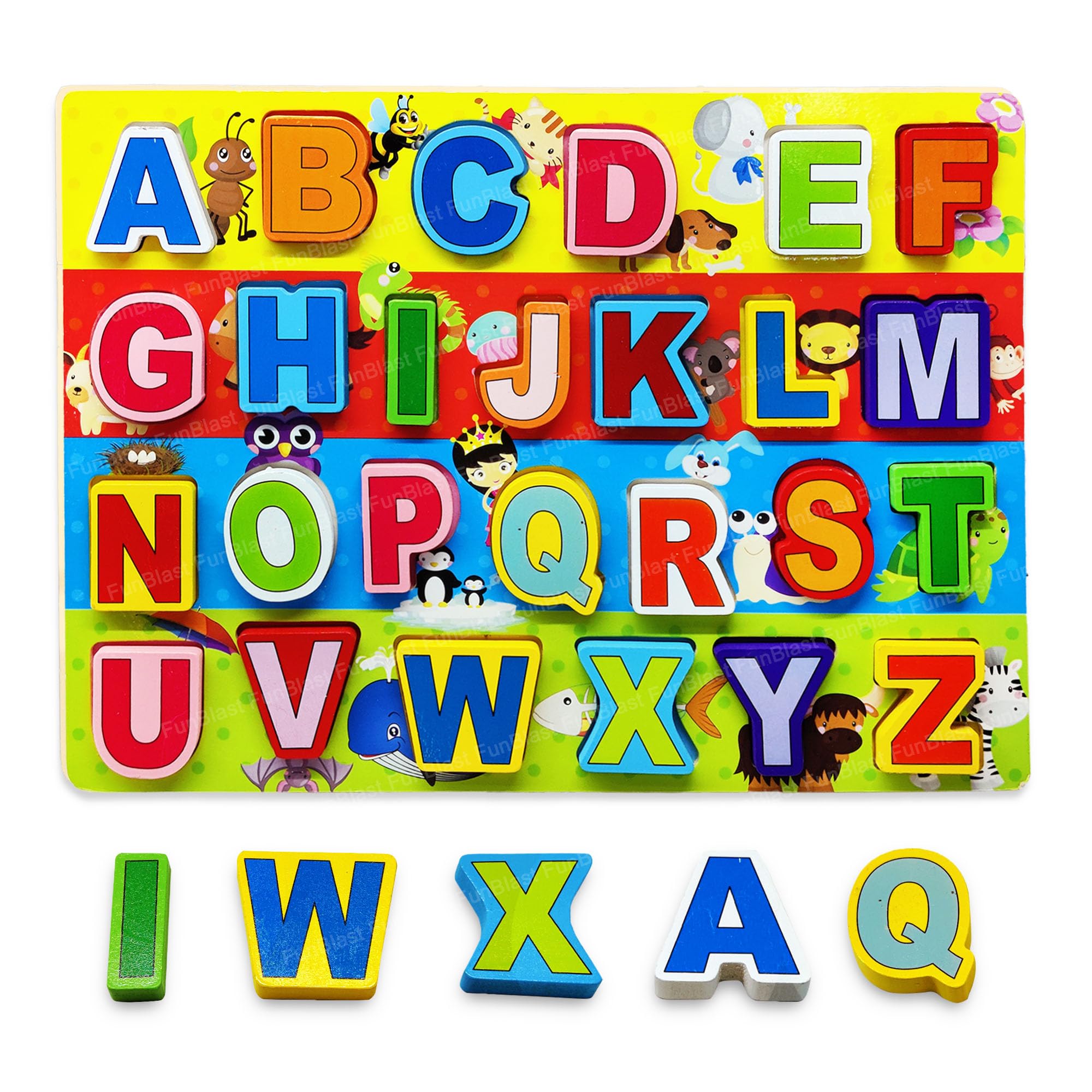 FunBlast Wooden Alphabet Puzzles for Kids, Montessori Digital Board Educational Learning Letters Puzzle Toy (Capital Letters) (B07JF6PXCF) Amazon Price History, Amazon Price Tracker