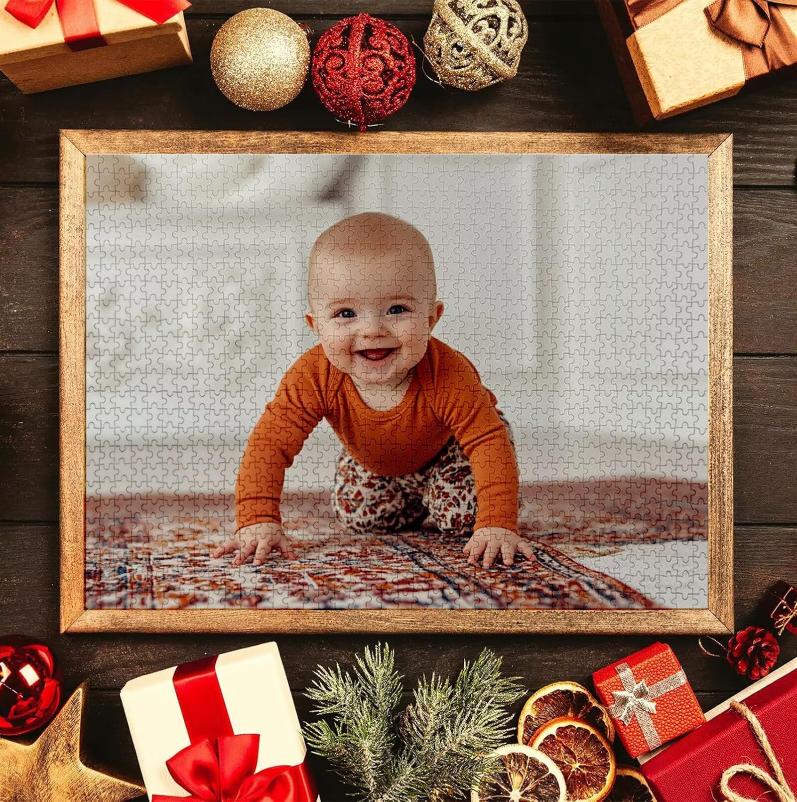 Puzzle Personalizado con Foto, Personalizada Rompecabezas Personalizado Diseña tu Logo Foto o Texto, Personalizado Navidad Halloween San Valentín Parejas Niños Familia Amigos h-3557
