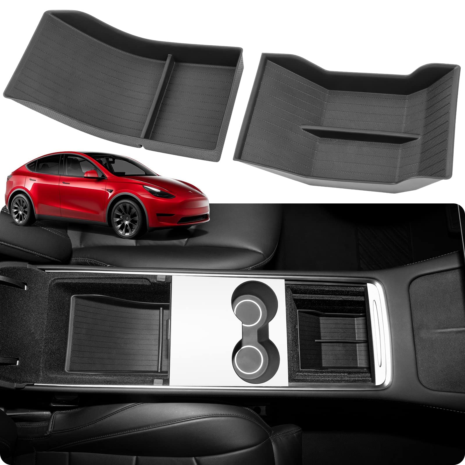NALACAL Center Console Organizer Tray for Tesla Model Y TPE Control Lower Bottom Storage Box Fit Model Y 2022 2021