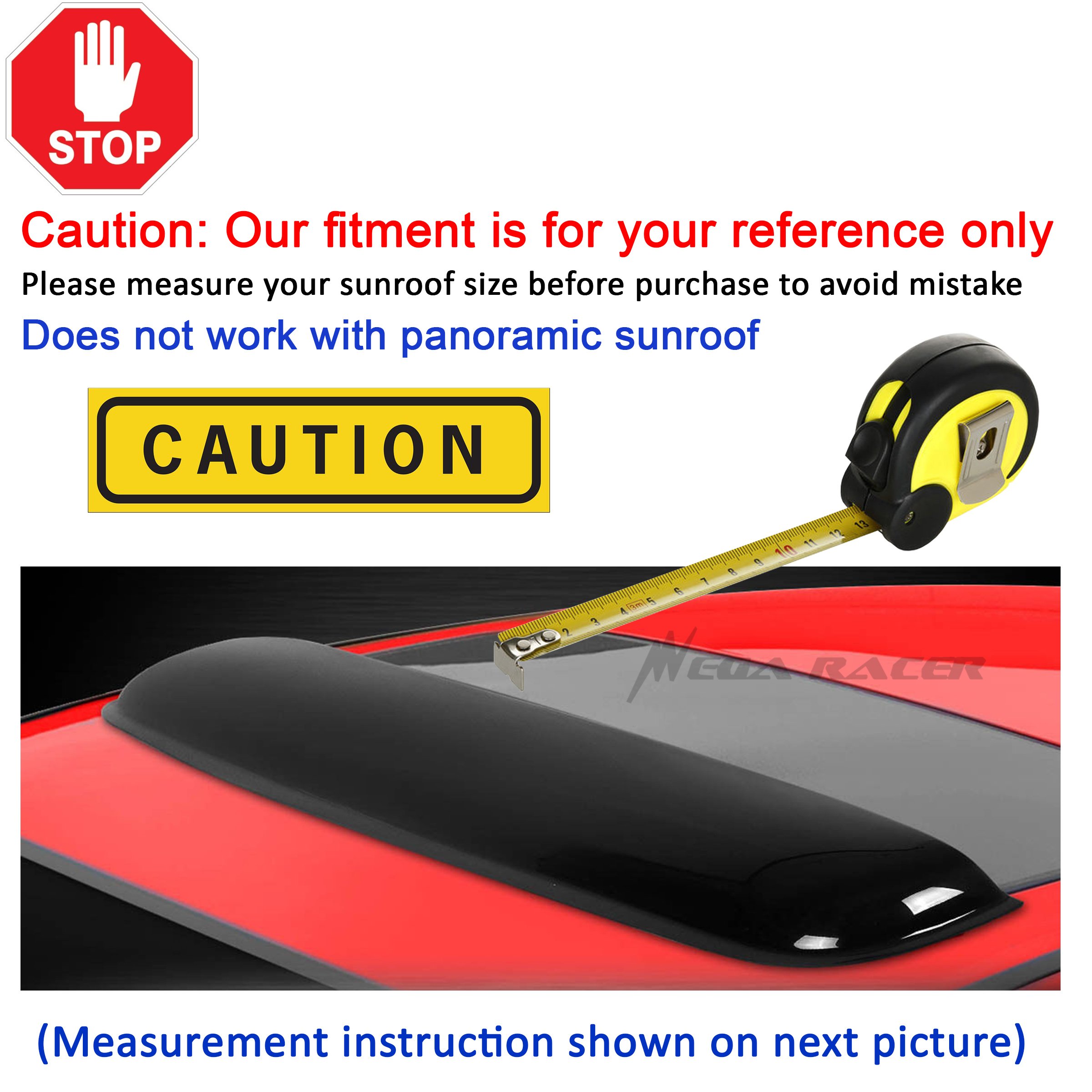 Mega Racer 880MM 35" in JDM Style Black Universal Fit Sunroof Wind