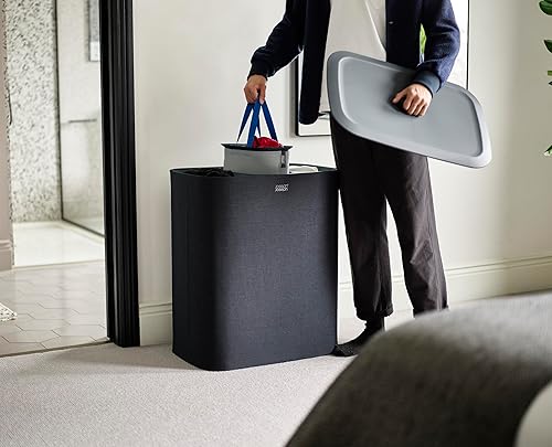 Miniatura 6 de Joseph Joseph Tota Trio - Cesto separador para ropa sucia de 90 litros/23.8 galones con tapa, 3 bolsas de lavado extraíbles con asas - Negro