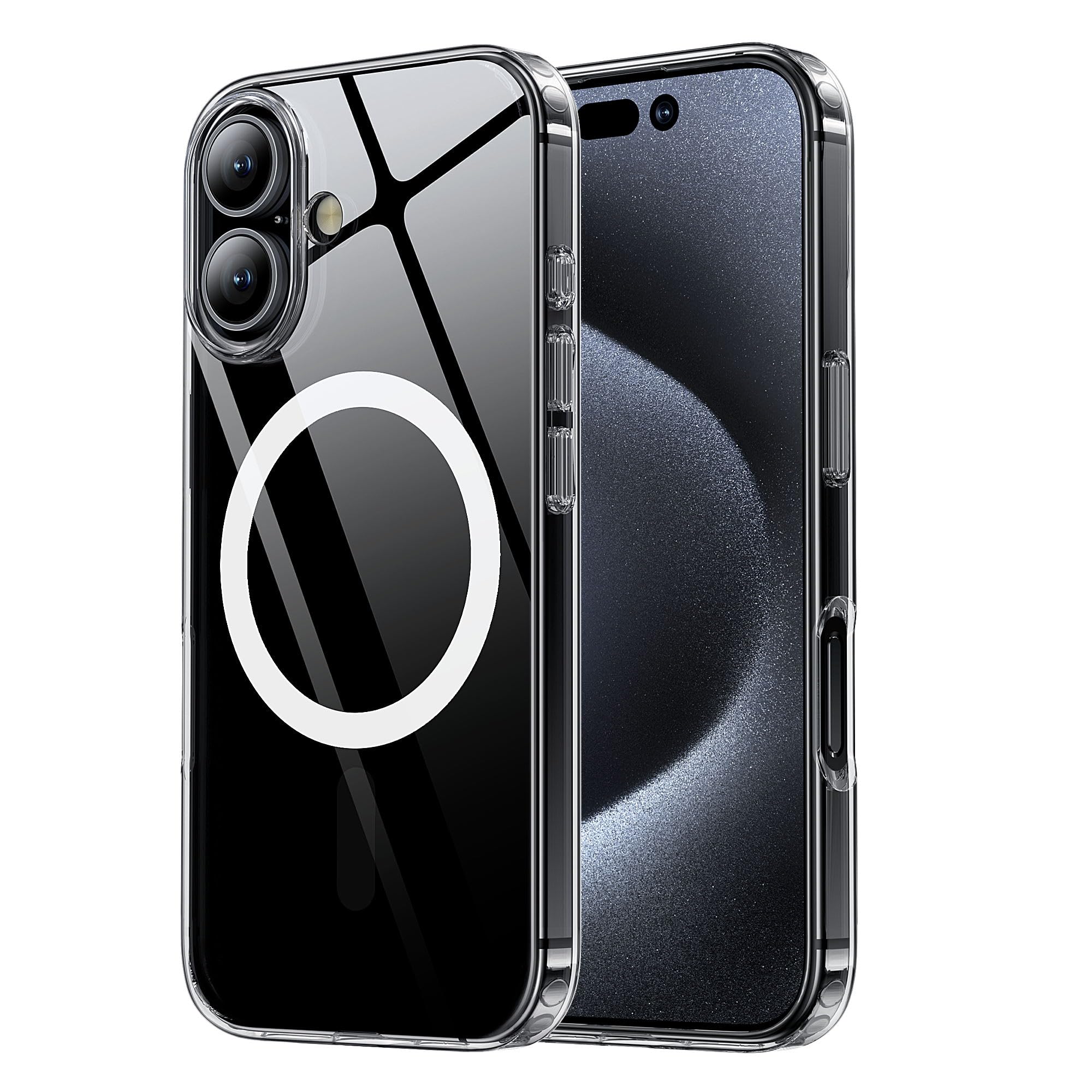 Tigowos Magnetic for iPhone 16 Case 15FT Drop Resistant Anti-Yellowing Back Cover Shockproof Slim Fit for iPhone 16 Phone Case (6.1 inch)，Crystal