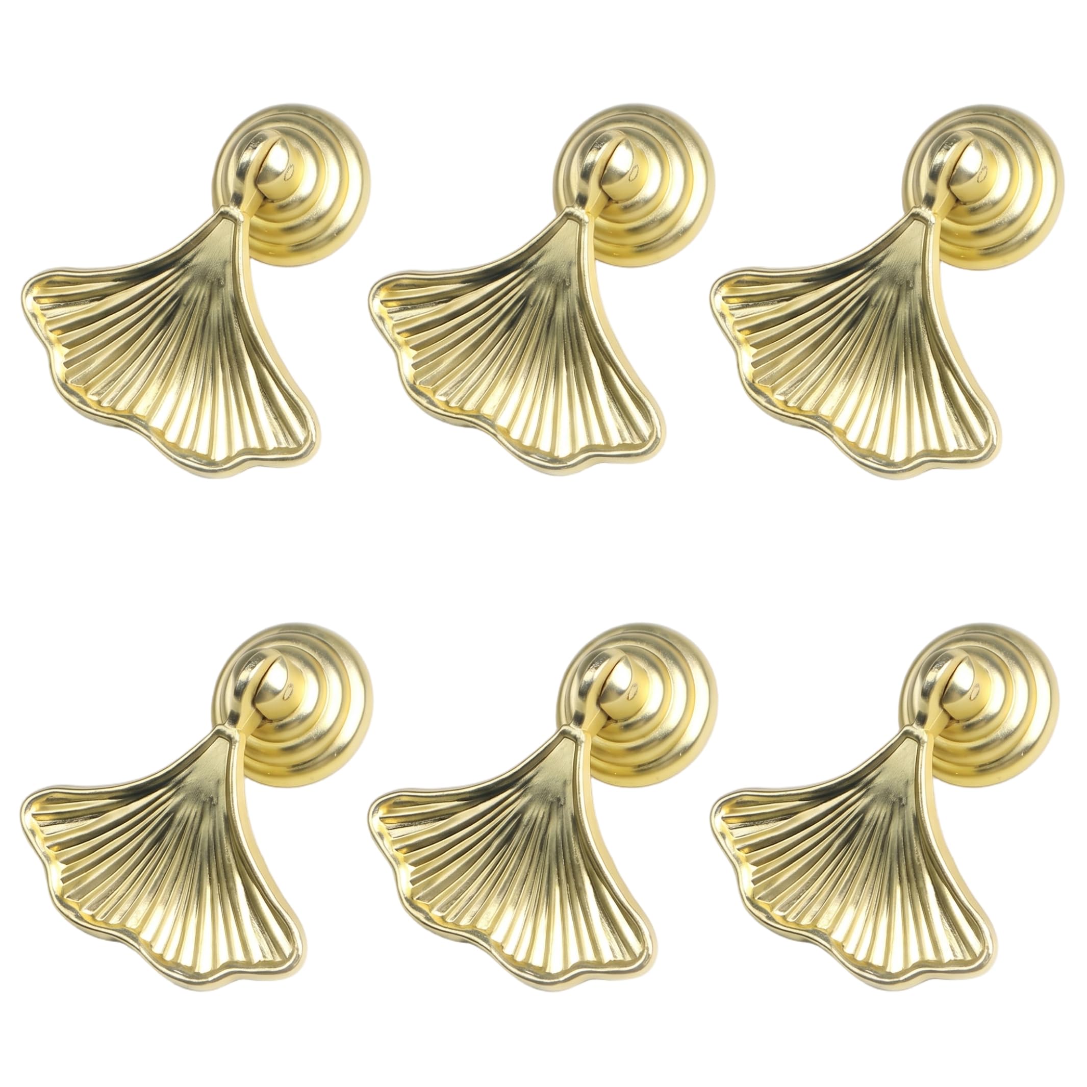 Yeaxxsqy Golden Ginkgo Leaf Zinc Alloy Drawer Pulls 6Pcs 2In Single Hole Cabinet Furniture Hardware For Home Office Hotel,