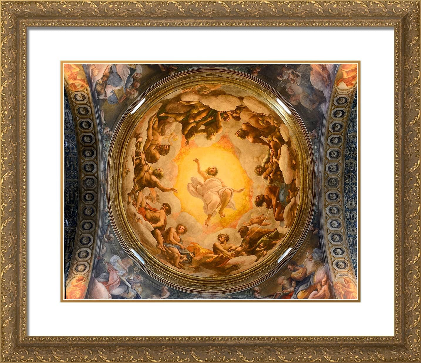 ArtDirect Correggio 23x20 Gold Ornate Framed Art Print with Double Matting Titled: The Vision of Saint John on Patmos