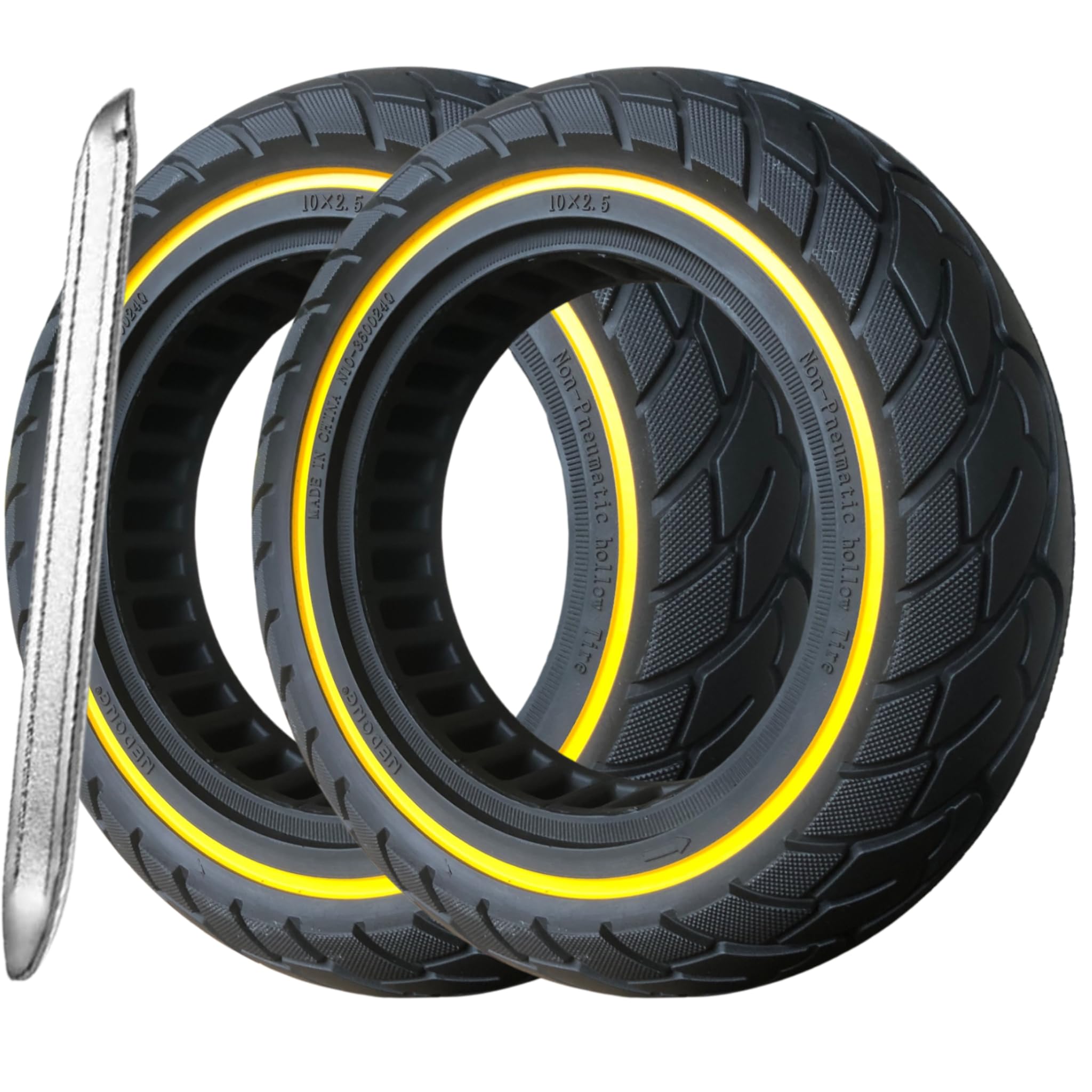 G.V.SHOP® Rueda Maciza 10x2.5 (36mm) para Patinete Eléctrico – Neumático Sólido Antipinchazos Compatible con Xiaomi, Ducati, Lexgo, Vivobike S2 60/70-6.5 (Azul 2pcs+Palanca) — view 14