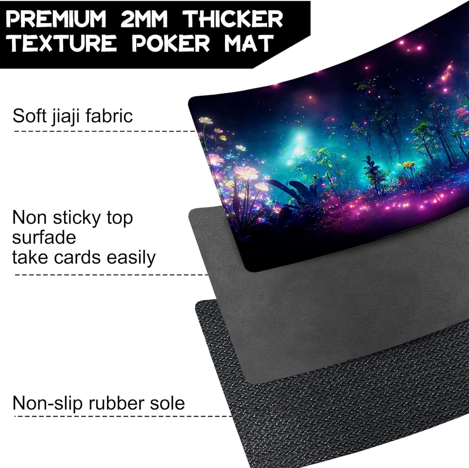 Playmat for MTG Pretty Purple Fluorescence Magic Play Mat 24x14 Inch Card Game Mat for Magic The Gathering TCG PTCG Playmat with Free Storage Bags Non-Slip Backing and Stitched Edge