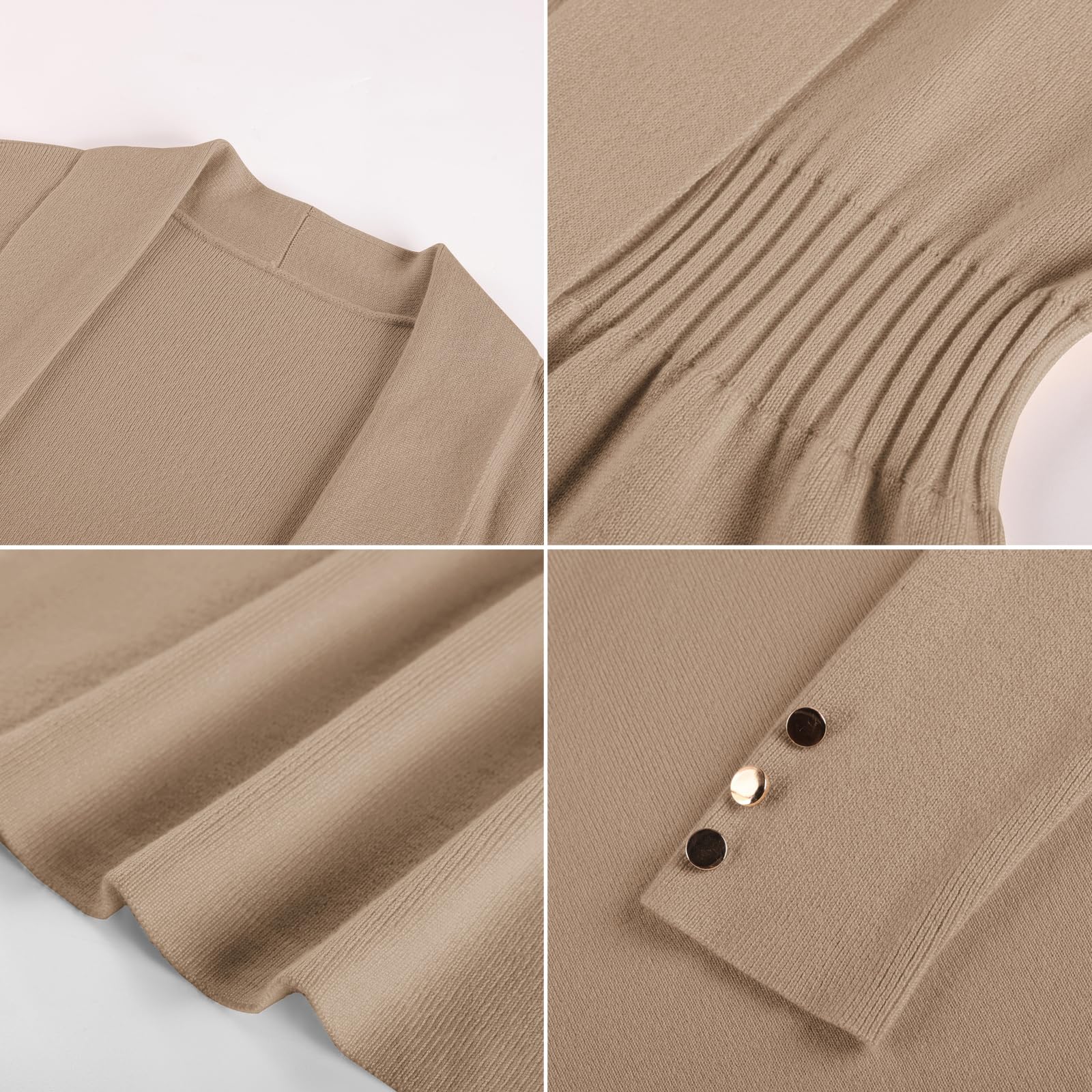 GRACE KARIN Mujer Casual Chaqueta de Punto 3/4 Manga Delantera Abierta Verano Ligero Top