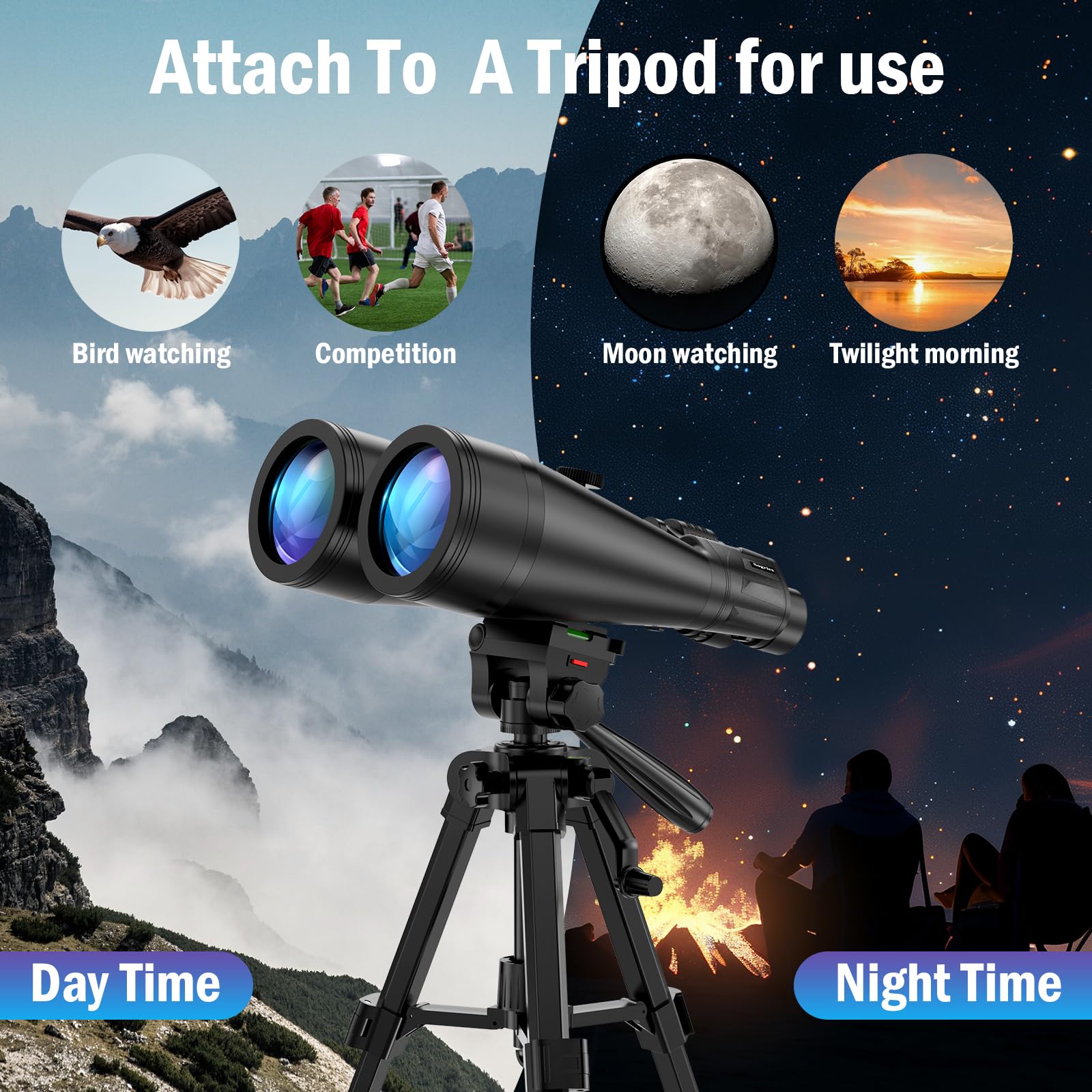 Binocolo Astronomico 20x80 per Adulti, Prisma BAK4 e Lenti FMC, Ingrandimento 20x per Osservazione di Stelle, Luna, Fauna Selvatica e Paesaggi a Lunga Distanza, con Treppiede Incluso