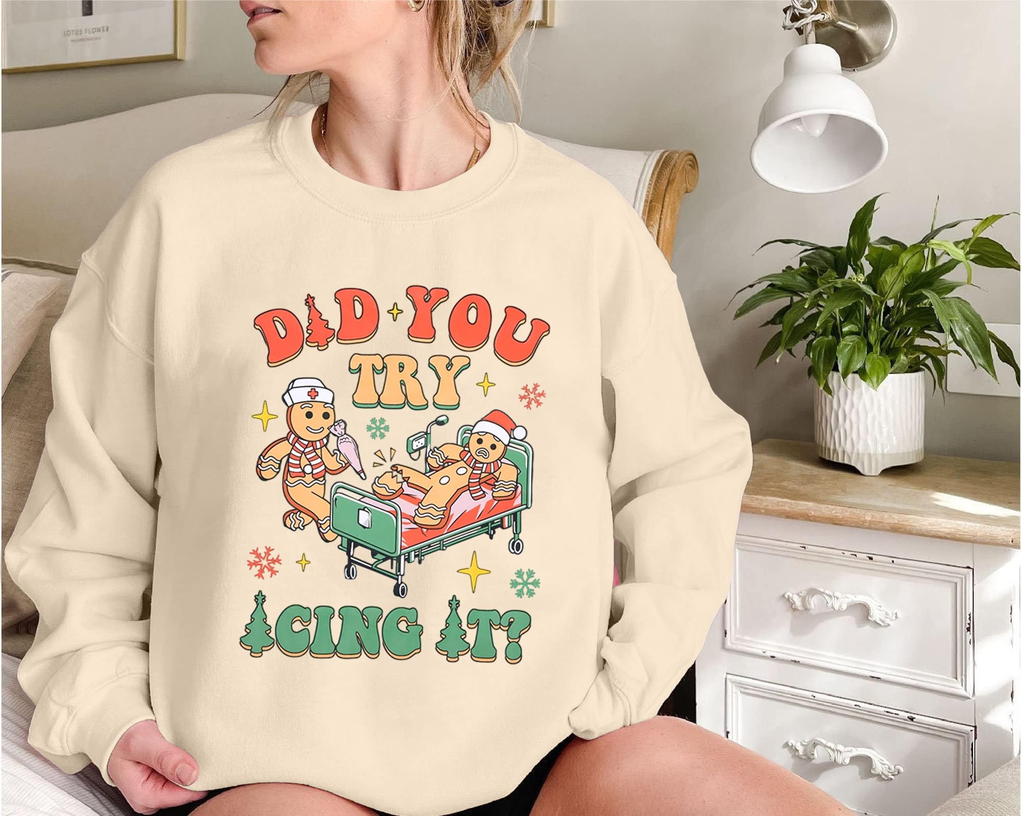 HEBBE Sudadera de Navidad para enfermera, sudadera de enfermería para mujer, camiseta divertida