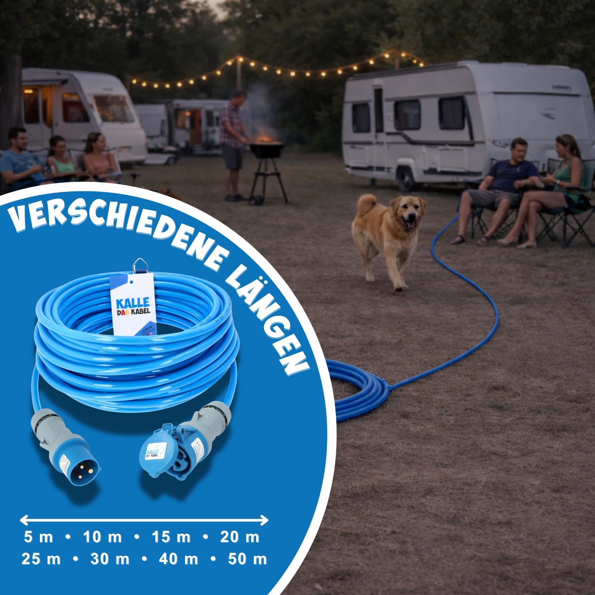 KALLE DAS KABEL Rallonge CEE 230 V H07BQ-F 3G 2,5 mm² câble de très haute qualité pour industrie BAU Boot Womo Camping 10 mètres