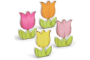 Whaline Rustic Farmhouse Tulip Flower Table Centerpiece Spring Decore