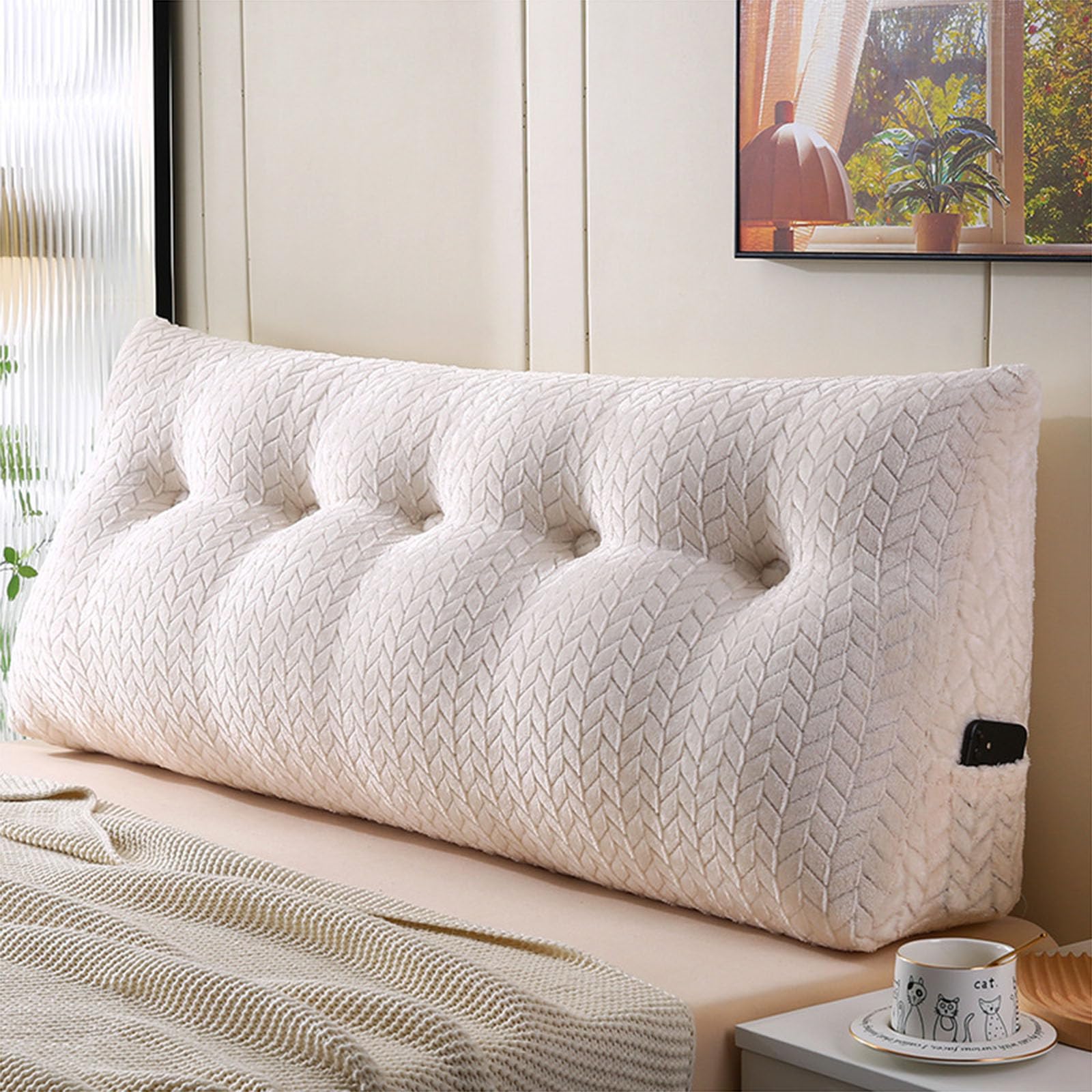 KKXXYQFC Almohada de cuña Triangular – Cojín de Respaldo extraíble para Lectura, relajación y meditación – Ideal para sofá y Comodidad, ergonómico para Mejor