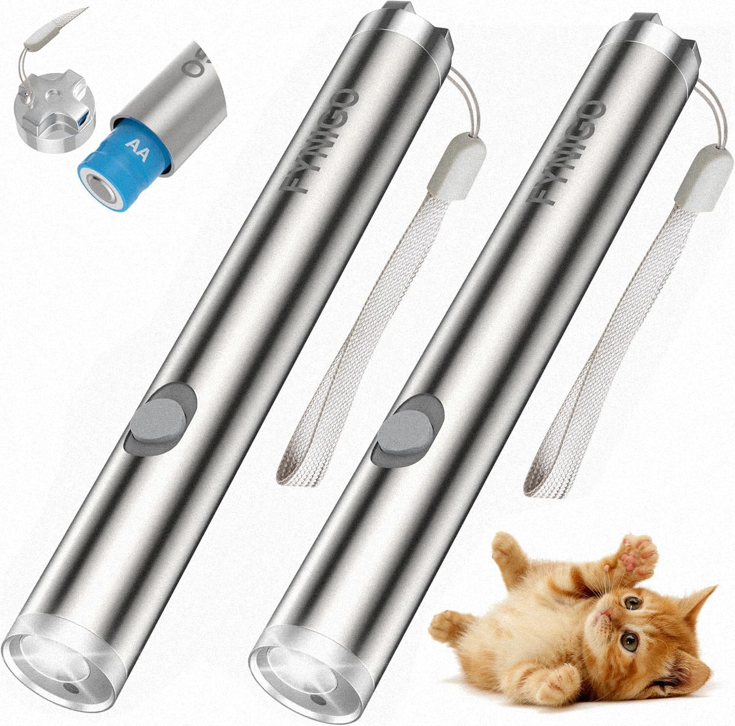 FYNIGO 2 Pcs Interactive Cat Toys for Indoor Cats | 2 Modes & AA Battery Classic Type | Cat Toys for Bored Indoor Adult Cats Dogs Kittens Chase