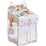 CRADLE STAR Hanging Diaper Caddy - Baby Shower Gifts Diaper Organizer for Changing Table - Hold 50+ Diapers - Nursery Baby Essentials for Newborn - Teddy Design - 17x9x9 inches