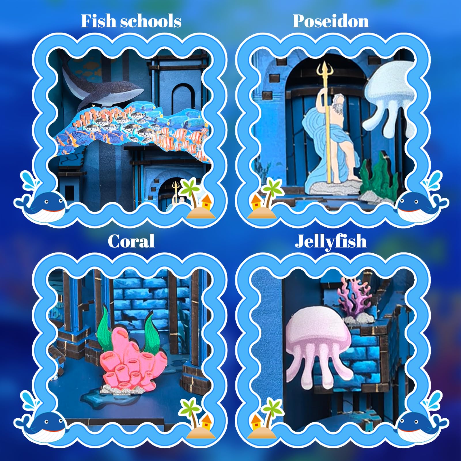 Music Park Kit Book Nook - Puzzle 3D in legno per adulti, città subacquea fai da te Atlantis con luce sensore, puzzle per adulti e kit di modelli in legno per adulti, regalo decorativo per libreria
