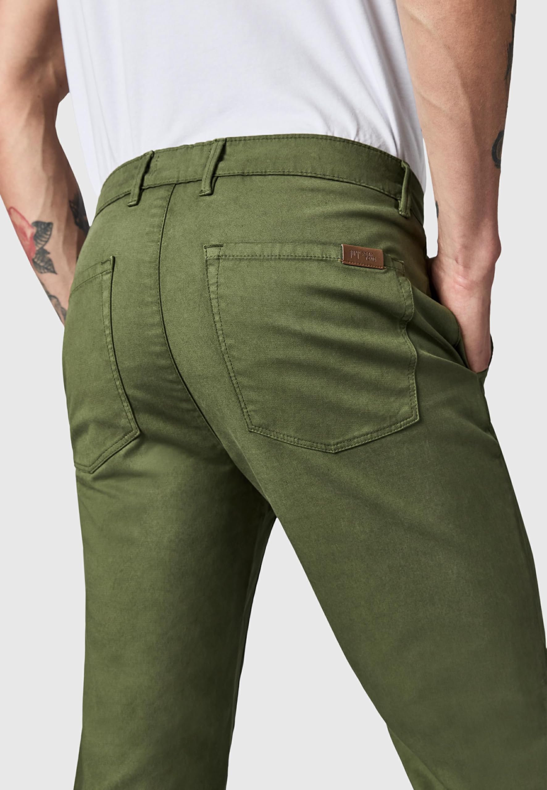 Peak Time Herren Lange elastische Chino-Hose mit Bio-Baumwolle (OCS Blended Standard) im Tapered Fit Astron